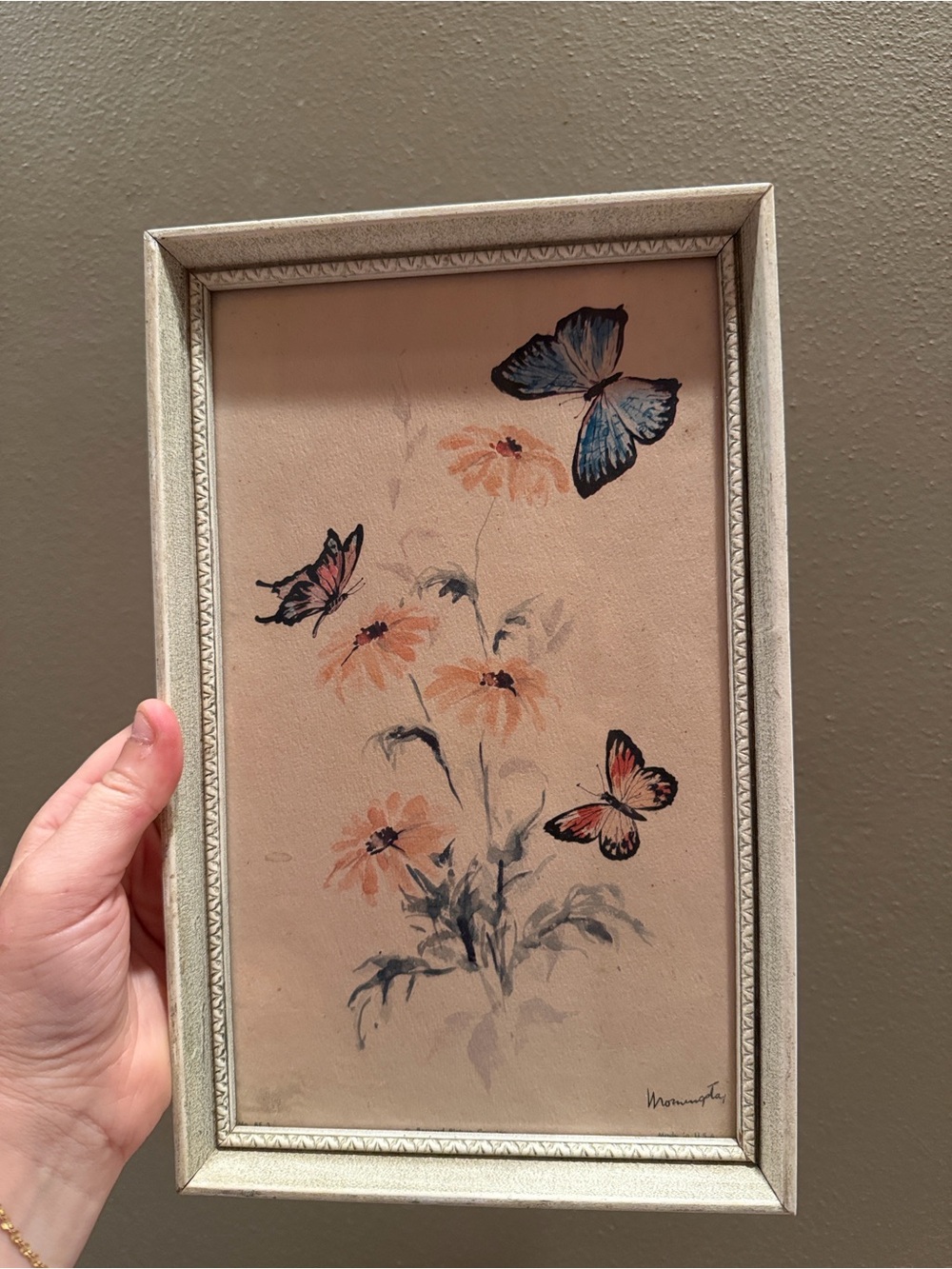 Signed Morningstar Butterfly Framed Print Boho MCM - Picture 2 of 5
